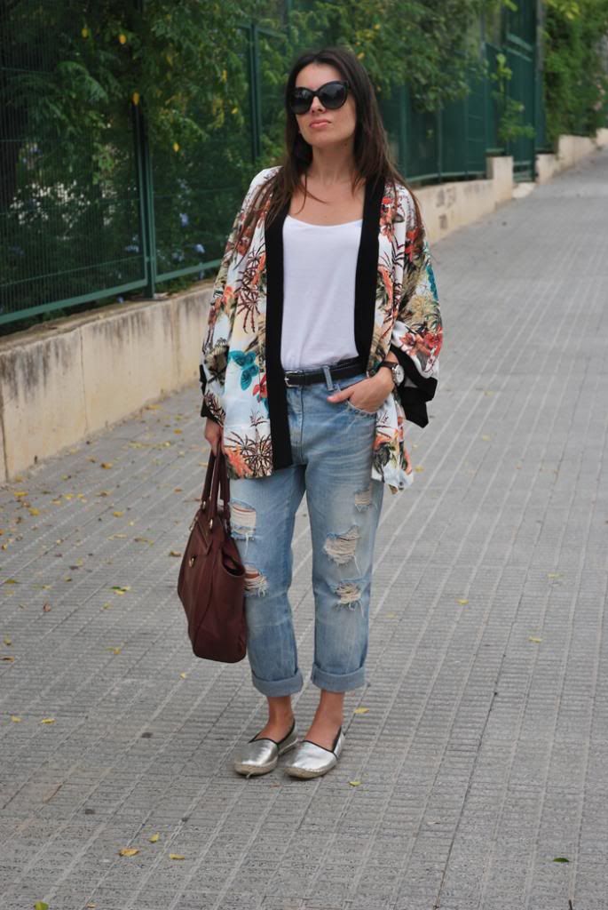 BoyfriendJeans+Kimono StreetStyle