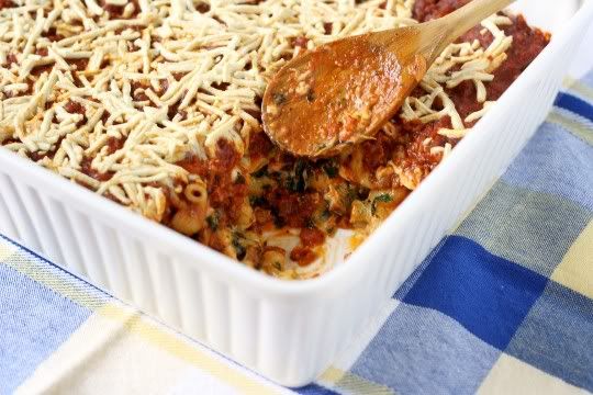 Cheesy Spinach Noodle Bake