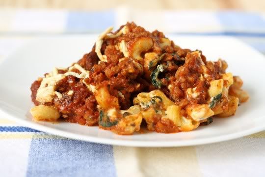 Cheesy Spinach Noodle Bake