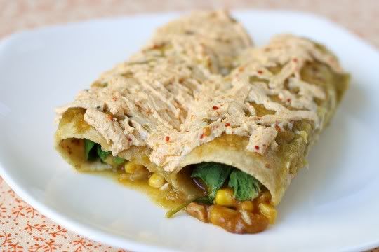 Pumpkin-Corn Enchiladas with Salsa Verde