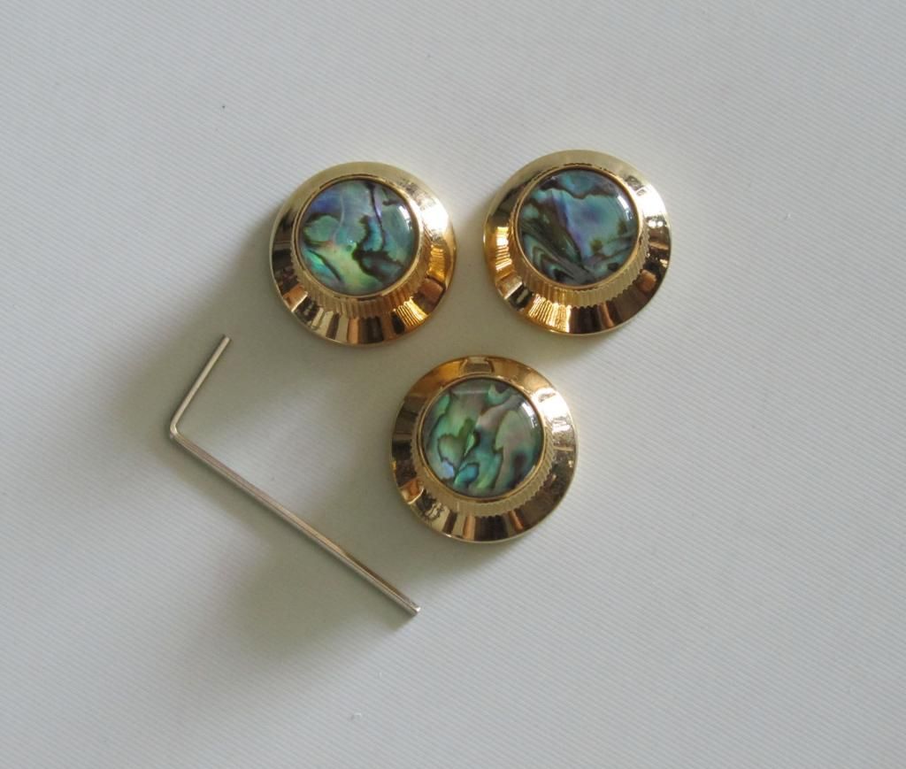 Strat Metal Guitar Knobs Gold with Pearl Top ST Knob Set Screw Type eBay