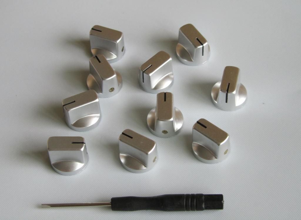 10pcs Silver Davies Style 1/4" Guitar Effects Pedal Knobs AMP Amplifier