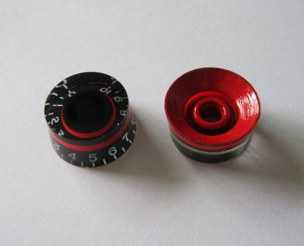 Set of 4 LP Guitar Speed Dial Knobs Control Knob Black/Red for Les Paul