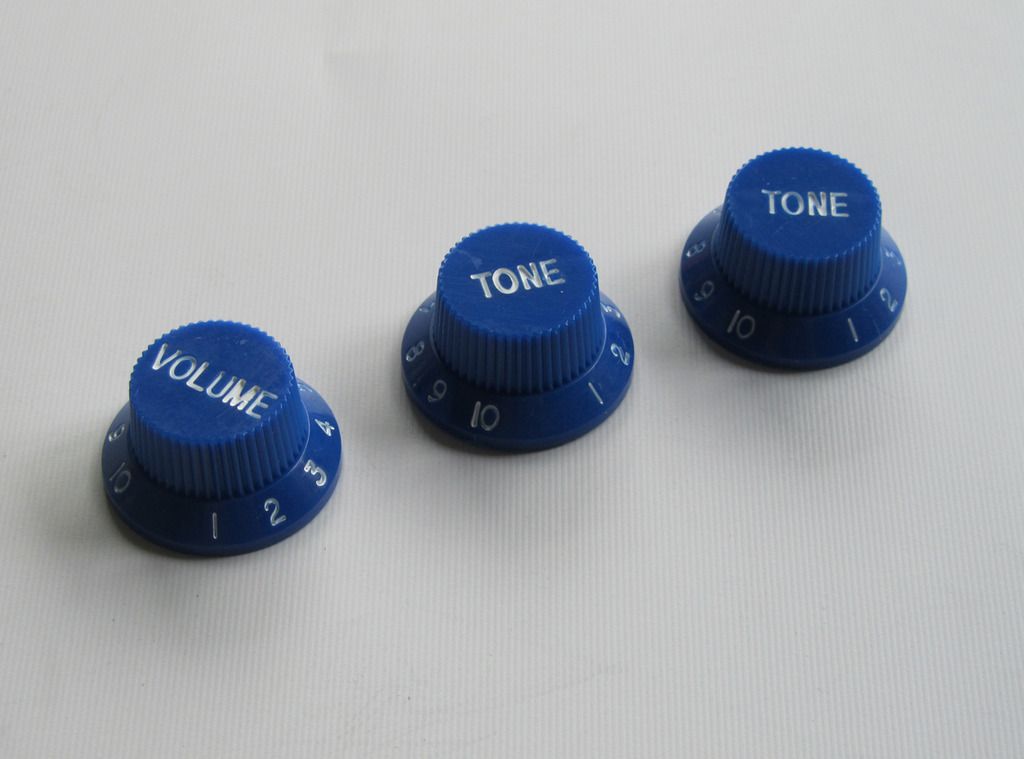 Set of 3 ST Strat Guitar Knobs Volume & Tone Knob Blue /White for
