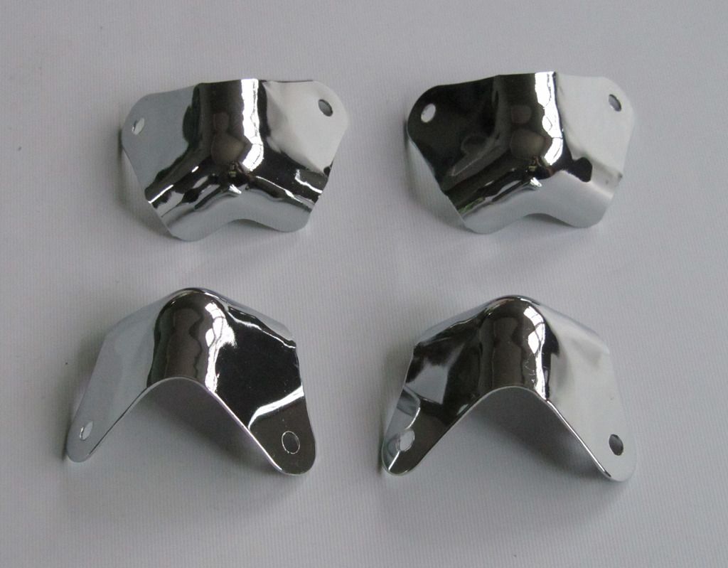 4pcs Polished Chrome Metal 2 Leg No Lip Guitar Amp Corner Speaker Cap