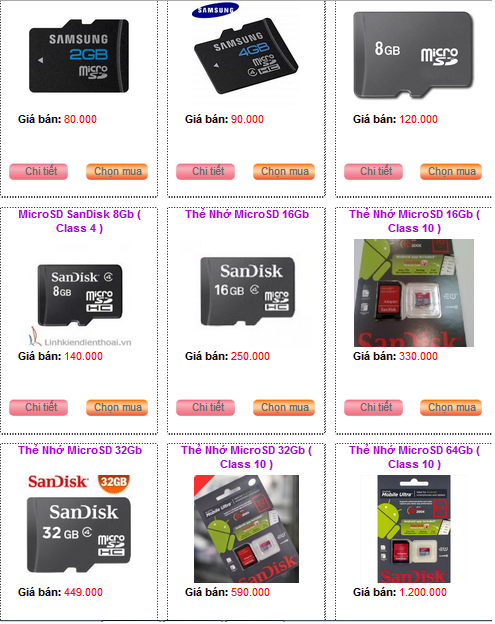 Thẻ nhớ máy chụp hình - Thẻ nhớ MicroSD chính hãng SanDisk BH 5 năm đây !!!