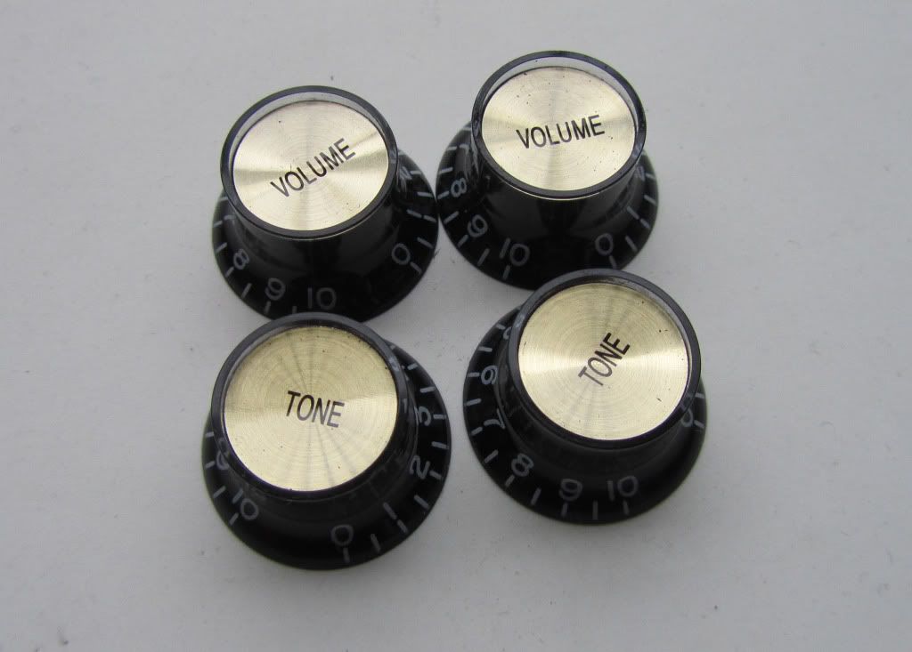4x LP Guitar Reflector Knobs Black/Gold Top Hat Knobs Fits Epiphone Les