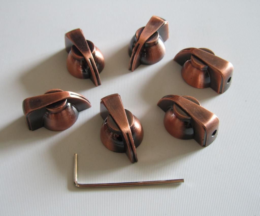 6x Bronze Chicken Head Knob 1/4" Guitar Amp Effect Pedal Knobs w/ Set