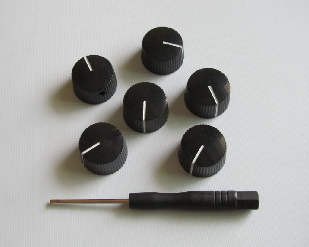 6x Vintage Barrel Guitar AMP Knob Round Amplifier Knobs w/ Set Screw
