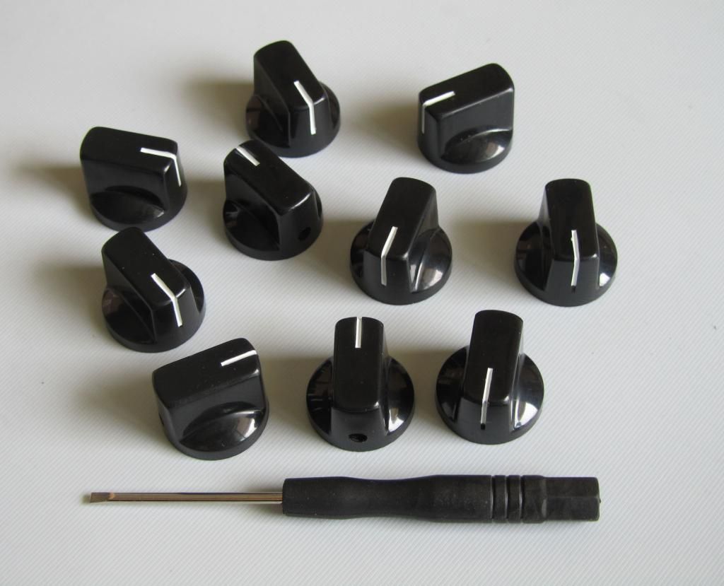 KAISH 10pcs Guitar AMP Effect Pedal Knobs Pointer Knob with Set Screw Green