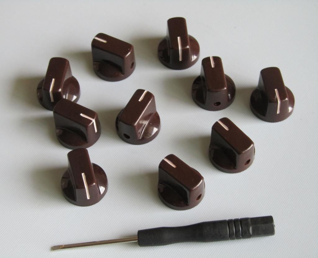10x Guitar AMP Effect Pedal Knobs Davies 1510 Style Pointer Knob Set Screw Brown eBay
