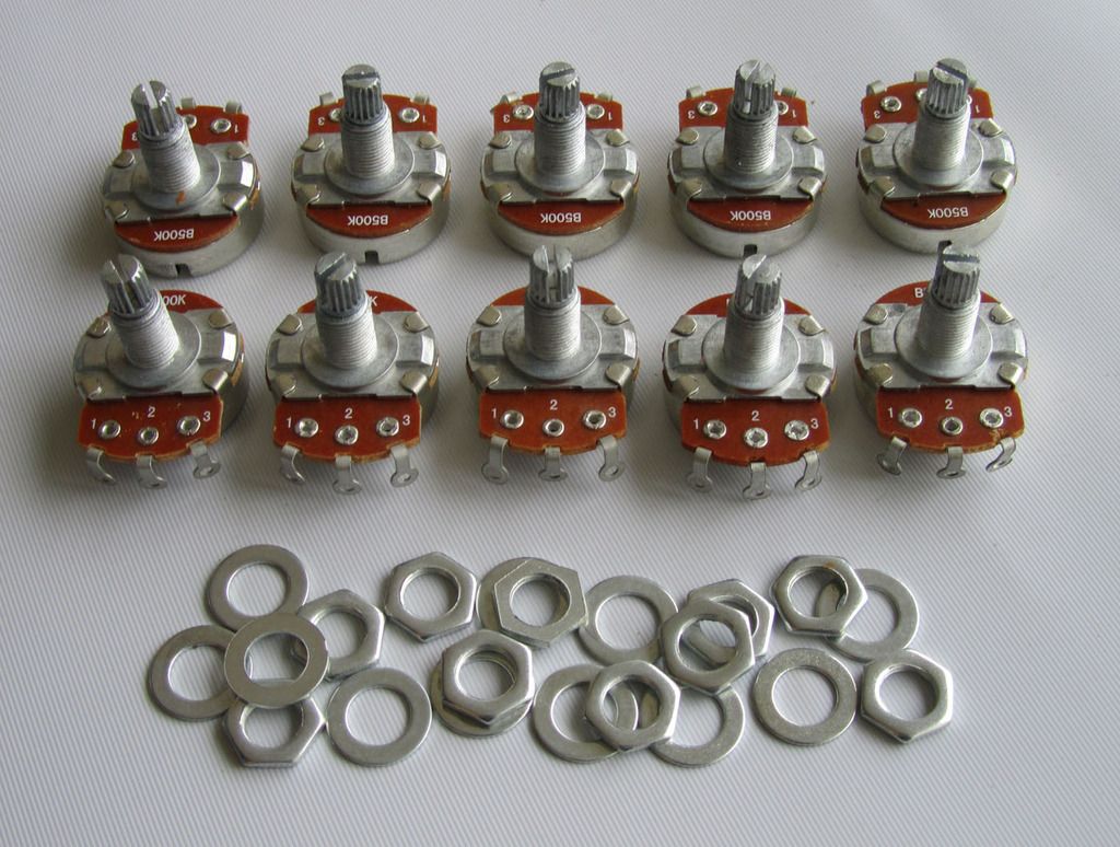 10x B500K Large Linear Guitar Pots 18mm Long Shaft Guitar 500K