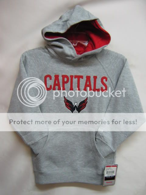 REEBOK Faceoff NHL Washington Capitals Youth Grey Pullover Hoody Size 