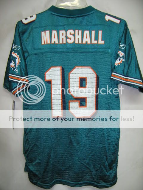 Miami Dolphins Replica NFL Youth Jersey Brandon Marshal Aqua Medium 10 