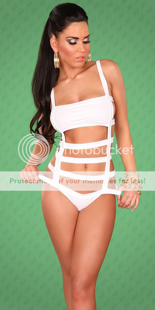  Sexy Monokini Swimsuit Front Back Straps White s M L 6 8 10 12